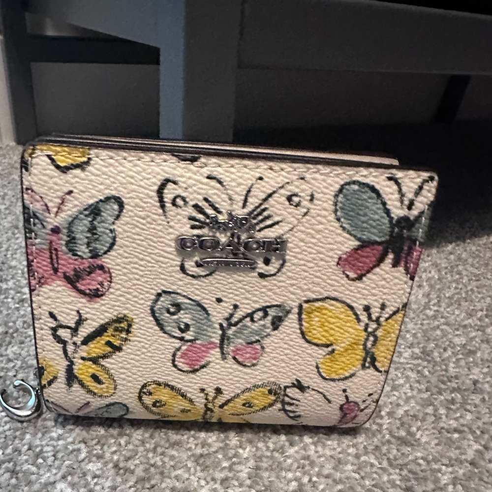 Coach Butterfly Snap Wallet with silver hardware